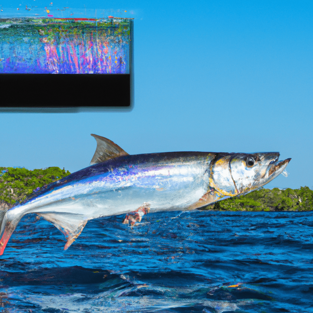 An image capturing the thrill of tarpon fishing using cutting-edge sonar technology