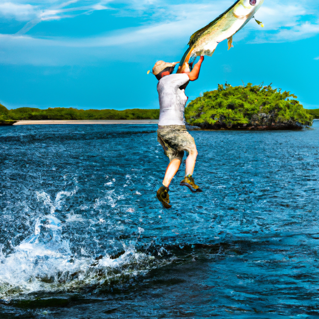 An image capturing the intense pursuit of tarpon fishing