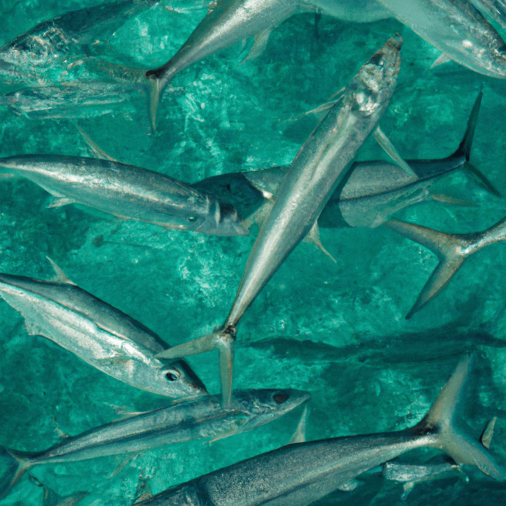 An image showcasing a crystal-clear ocean with a school of tarpons elegantly gliding through the turquoise water, their silver bodies shimmering under the sunlight, revealing how water clarity impacts their hunting techniques