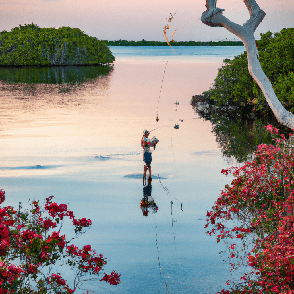 An image capturing the vibrant scene of springtime tarpon fishing