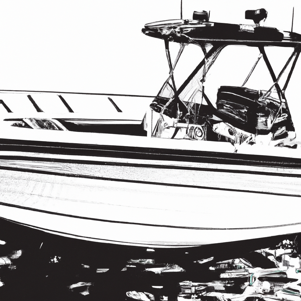 An image showcasing a sleek, spacious boat with a shallow draft, equipped with a powerful outboard motor, a livewell, and an elevated casting platform, perfect for navigating shallow flats and targeting elusive tarpon