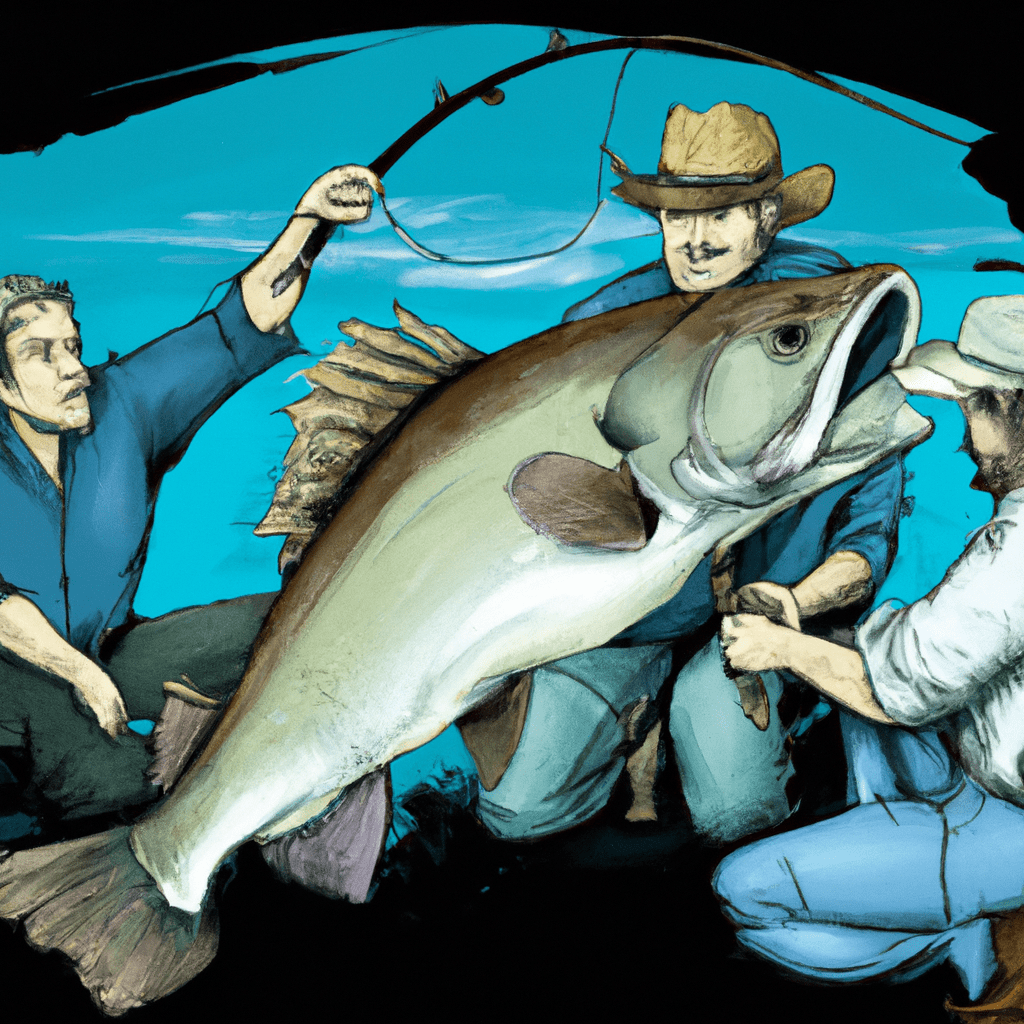 An image of a knowledgeable angler gently cradling a magnificent tarpon, carefully removing the hook, while surrounded by fellow anglers observing attentively, embodying the essence of ethical catch and release practices