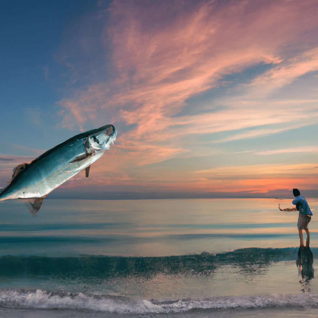 An image showcasing a serene coastal scene at sunset, with a skilled angler gently releasing a majestic tarpon back into the shimmering turquoise water, symbolizing the crucial conservation efforts to safeguard and restore tarpon populations