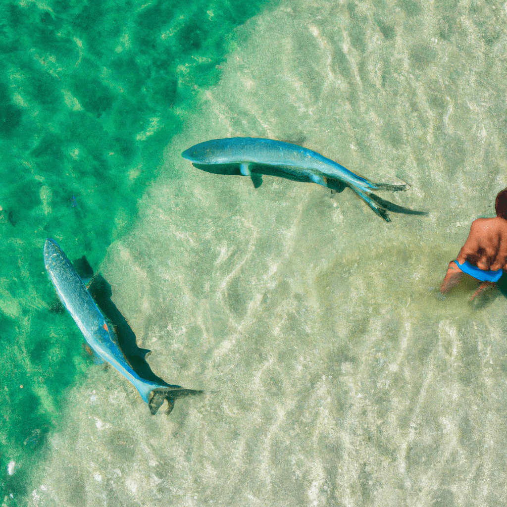 An image capturing a tarpon angler standing on a shallow sandbar, surrounded by crystal-clear turquoise waters
