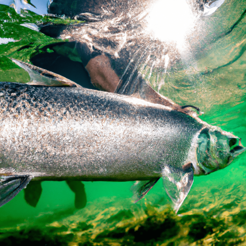 An image of a tarpon angler waist-deep in crystal-clear water, casting their line towards a swirling convergence of warm and cool currents