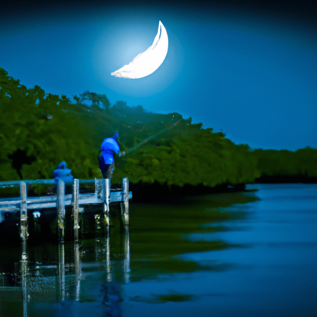 An image that captures the enchanting allure of nighttime tarpon fishing