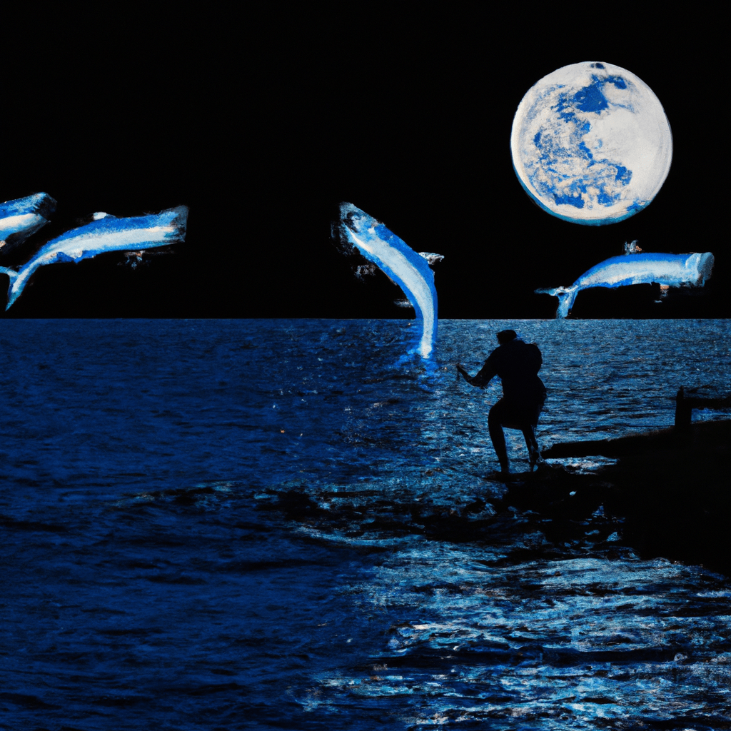 An image capturing the electrifying ambiance of nighttime tarpon fishing